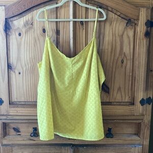 Women Lane Bryant yellow eyelet lace sleeveless tank shirt size 34/36 - NWT